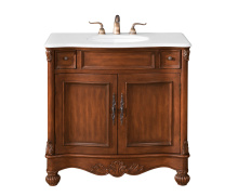 Elegant VF-1047-VW - 36 inch Single Bathroom vanity in brown with ivory white engineered marble