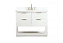 Elegant VF19242WH-BS - 42 inch Single bathroom vanity in white with backsplash