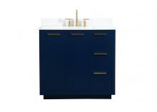 Elegant VF19436BL-BS - 36 inch Single bathroom vanity in blue with backsplash