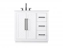Elegant VF29036WH - Vanity Cabinet 2Dr 3Dw W36"xD21.5"xH34" White