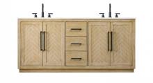 Elegant VF29072DLO - Vanity Cabinet 4Dr 3Dw W72"xD21.5"xH34" Linen Oak