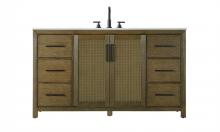 Elegant VF29560HO - Vanity Cabinet 2Dr 6Dw 60x21.5x35 Hazel Oak
