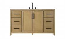 Elegant VF29560LO - Vanity Cabinet 2Dr 6Dw 60x21.5x35 Linen Oak