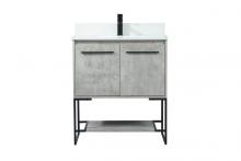 Elegant VF42530MCG-BS - 30 inch Single bathroom vanity in concrete grey with backsplash