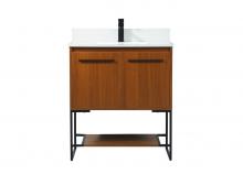 Elegant VF42530MTK-BS - 30 inch Single bathroom vanity in teak with backsplash