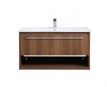 Elegant VF43036WB - 36 inch  Single Bathroom Floating Vanity in Walnut Brown