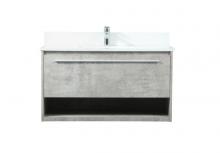 Elegant VF43536MCG-BS - 36 inch Single bathroom vanity in concrete grey with backsplash