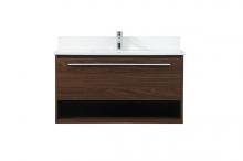 Elegant VF43536MWT-BS - 36 inch Single bathroom vanity in walnut with backsplash