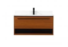 Elegant VF43540MTK-BS - 40 inch Single bathroom vanity in teak with backsplash