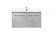 Elegant VF44536MCG-BS - 36 inch Single bathroom vanity in concrete grey with backsplash