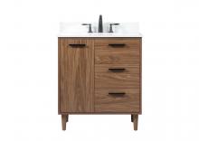 Elegant VF47030WB-BS - 30 inch Single bathroom vanity in walnut brown with backsplash