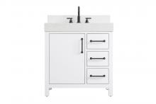 Elegant VF60632WH-BS - Vanity Cabinet 1DR 3DW 32"W x 22"D x 34"H Whitew/BS