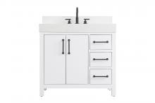 Elegant VF60636WH-BS - Vanity Cabinet 2DR 3DW 36"W x 22"D x 34"H Whitew/BS