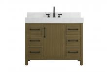 Elegant VF60642MCB-BS - Vanity Cabinet 1DR 6DW 42"W x 22"D x 34"H Chestnut Brownw/BS