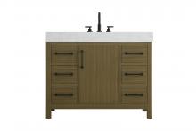 Elegant VF60642MCB - Vanity Cabinet 1DR 6DW 42"W x 22"D x 34"H Chestnut Brown