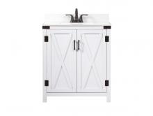 Elegant VF90230WH-BS - 30 inch Single bathroom vanity in white with backsplash