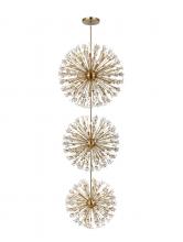 Elegant 2500G44L3SG - Vera 44 inch three tiers crystal starburst chandelier in satin gold