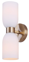 Canarm IWF1251A02GD - Darius 2-Light Wall Fixture Gold Finish with Flat Opal Glass Easy Connect Included