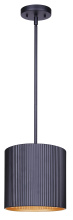 Canarm IPL1119A01BK - Rexton 1-Light Mini Pendant Ribbed Matte Black Shade with Gold Interior