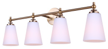 Canarm IVL2249B04GD - Solara 4-Light Wall Vanity Fixture 30-Inch Gold Finish with Flat Opal Glass Shades
