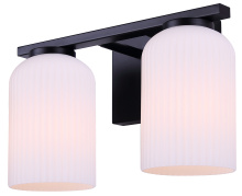 Canarm IVL1241A02BK - BRAM 2 Lt Vanity Fixture Matte Black Finish with Ribbed Opal Glass 60W Type A