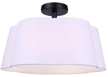 Canarm ISF2266B03BK - SIENA 3 Lt Semi-Flush Mount Matte Black Finish with White Fabric Shade + Acrylic Diffuser