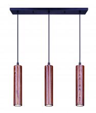 Canarm IPL764A03BKW10 - CARVER, IPL764A03BKW10, Faux Wood + MBK Color, 3 Lt Cord Pendant, 50W Type GU10, 24inch W x 14.25 - 