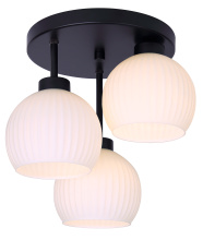 Canarm ISF2257B03BK - NELLA 3 Light Semi-Flush Mounted Ceiling Light Matte Black Finish with Ribbed Opal Glass