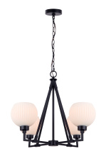 Canarm ICH2257B04BK - NELLA 4 Lt Chain Chandelier Matte Black Finish with Flat Opal Glass Shades Adjustable Height