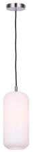 Canarm IPL1250A01BN-OR - Malek 1-Light Corded Pendant Brushed Nickel with Opal Ribbed Glass