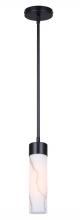 Canarm IPL1153A01BK - KRISTELLA 60-Watt 1 Light Black Modern Pendant with Grey Marbled Glass Shade for Kitchens, Bathrooms