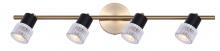 Canarm IT1161A04BKG10 - ELSEE 4 Light 29 in. Ceiling/Wall Matte Black and Gold Track Light Kit with Clear Ribbed Glass Shade
