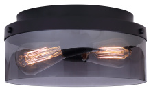 Canarm IFM2288B12BK - Nina 2 Light Flush Mount Ceiling Light Black Finish with Smoked Glass Easy Connect Included
