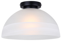 Canarm IFM2260B13BK - MAREK Matte Black 1 Lt Flush Mount with Alabaster Glass