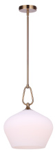 Canarm IPL2258B01GD - GIA 1 Lt Rod Pendant Gold Finish with Opal Glass 60W Type A