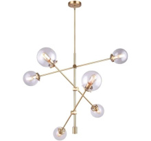 Canarm ICH712B06HGD - KALANI, Spec. ICH712B06HGD, HD GD Color, 6 Lt Rod Chandelier, 60W Type B or T, 41inch W x 44 - 80inc