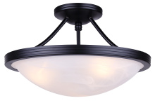 Canarm ISF41BK - Devon 3-Light Semi Flush Ceiling Light Matte Black Finish with Alabaster Bowl Shade