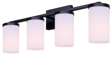 Canarm IVL1234A04BK-FO - Britton 4-Light Vanity Fixture 28 inch Matte Black Finish with Opal Glass