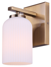 Canarm IVL1241A01GD - BRAM 1 Lt Wall Sconce/Vanity Gold Finish with Ribbed Opal Glass 60W Type A