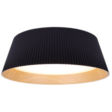 Canarm LFM344A18BKW - MIRA LED Flush Mounted Ceiling Light Matte Black with Wood Accent 3CCT Switch