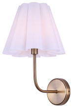 Canarm IWF1239A01GD - IRIS Contemporary 1 Light Wall Lamp Gold with White Fabric Shade