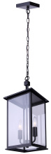 Canarm IOL769BK - ROSSLAND 1 Lt Outdoor Pendant Light Matte Black Finish with Clear Glass Panels