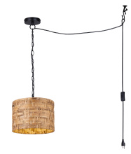 Canarm IPL2272B01NA - Ruppia Indoor/Outdoor Plug-In Chain Pendant Natural Woven Shade