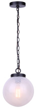 Canarm IPL2259B01BK - SONNET 1 Lt Chain Pendant Matte Black Finish with Strié Glass