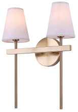 Canarm IWF2254B02GD - NELL 2 Lt Wall Lamp Gold Finish with Neutral Fabric Shades