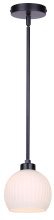 Canarm IPL2257B01BK - NELLA 1 Light Rod Pendant Matte Black with Ribbed Opal Glass 15-57inch H