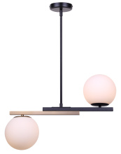Canarm IPL2261B02BKG - LUMI 1 Lt Rod Pendant with Matte Black and Gold Finish and Flat Opal Glass Shade Adjustable Height