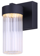 Canarm LOL770BK - AERON LED Outdoor Wall Light Clear Ribbed Glass Black Finish 500 Lumens 3CCT