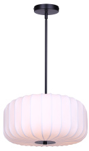 Canarm IPL2253B03BK16 - Elle 3-Light Rod Pendant Matte Black Finish with Contemporary Fabric Shade