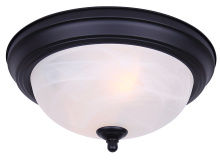 Canarm IFM411MBK - Canarm 2-Light Classic Flush Mount Ceiling Light Matte Black Finish with Alabaster Glass 11inch W